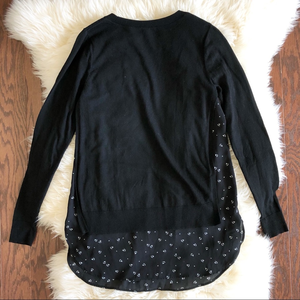 Black Long Sleeve Wool Blend Layered Sweater S